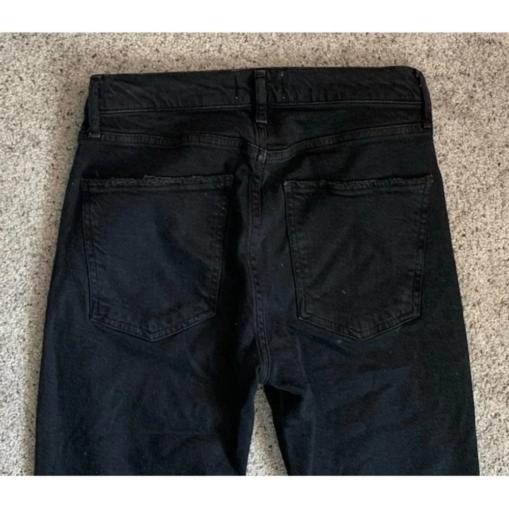 AGOLDE Toni Women's Black Jeans Mid Rise Straight Leg Jeans Frayed Hem Size‎ 25